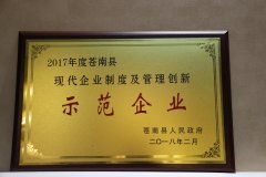 現代企業制度及管理創新示範企業2017